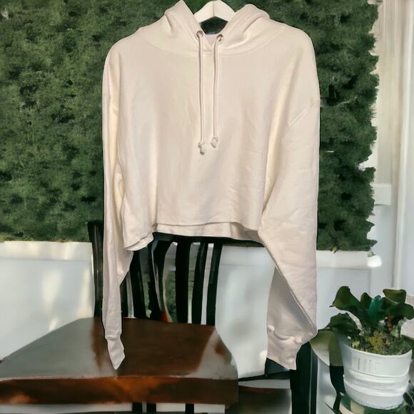 Champion Tops - Champion Womens Size Large Reverse Weave Cropped Sweatshirt L solid white EUC
